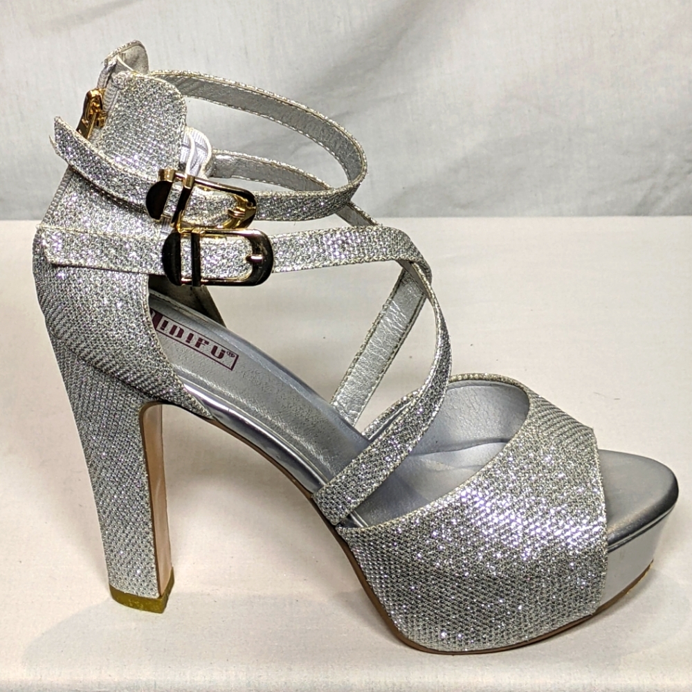 Lightly Used IDIFU Womens IN5 Charcy Crisscross Strap Platform High Chunky Heel